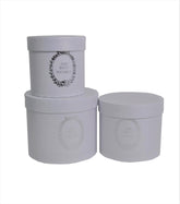 Set 3 cutii rotunde uni cu inscriptie